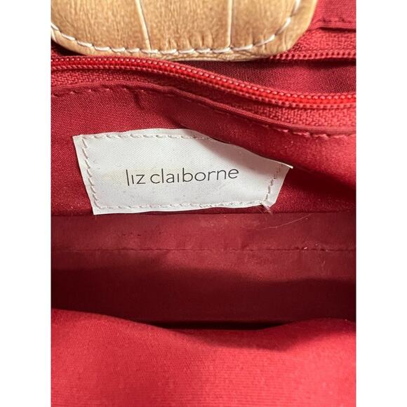 Liz Claiborne Faux Croc Tan Small Top Handle Bag - Picture 9 of 9